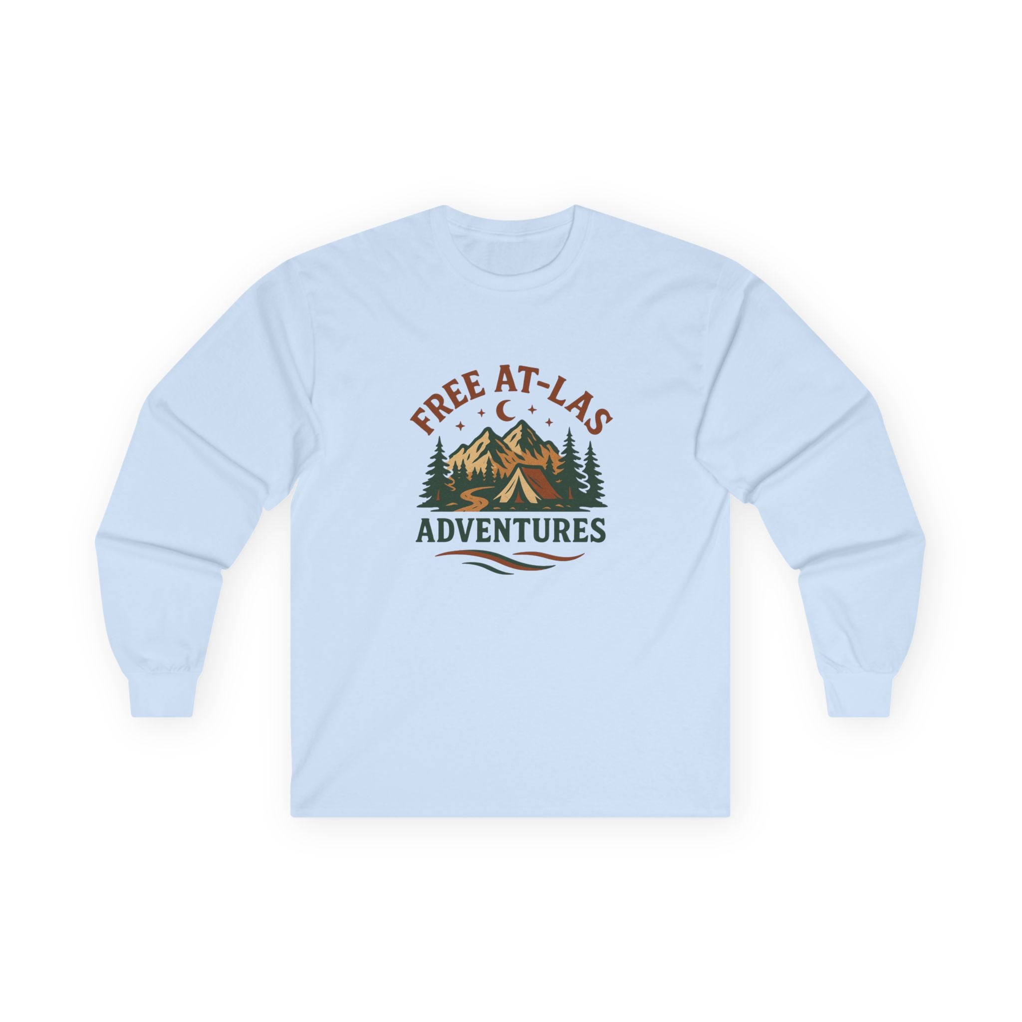 Adventures Mountain Long Sleeve Tee — "Free At-Last" Outdoor Graphic