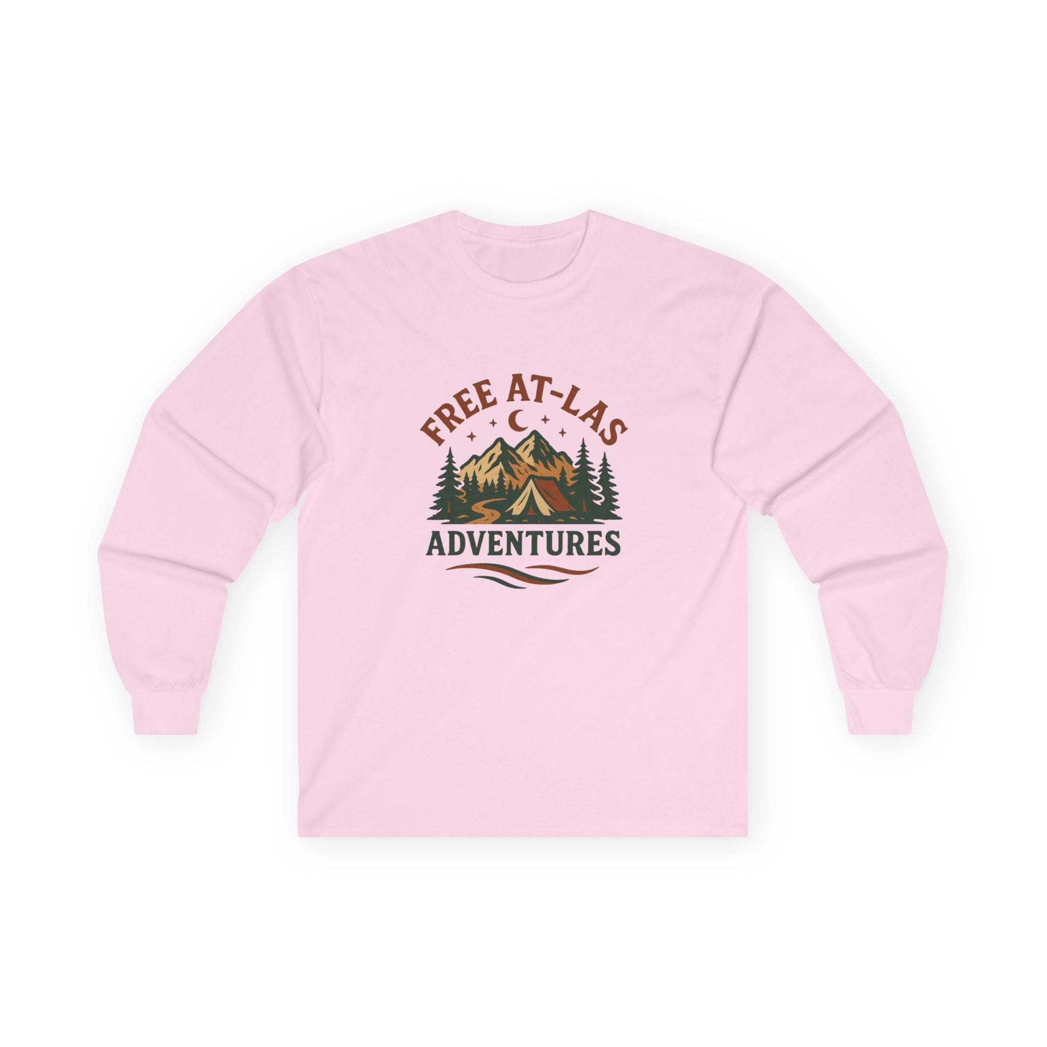Adventures Mountain Long Sleeve Tee — "Free At-Last" Outdoor Graphic